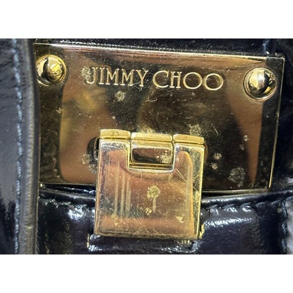 Jimmy Choo Black Patent Leather Bucket Bag With Gold Accents - Picture 7 of 12